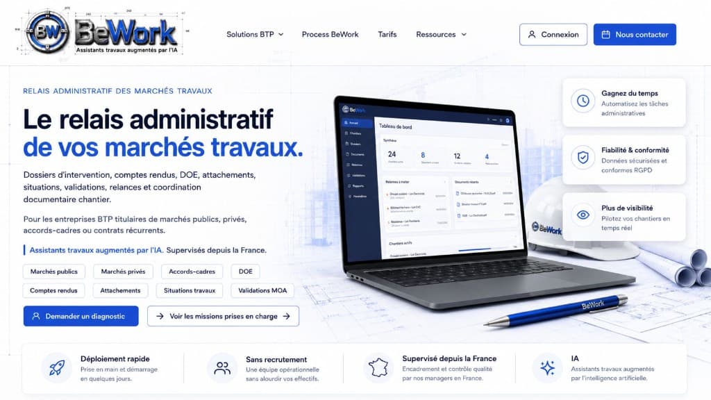 BeWork — assistance technique BTP pour l'analyse DCE et l'appui au chiffrage devis travaux